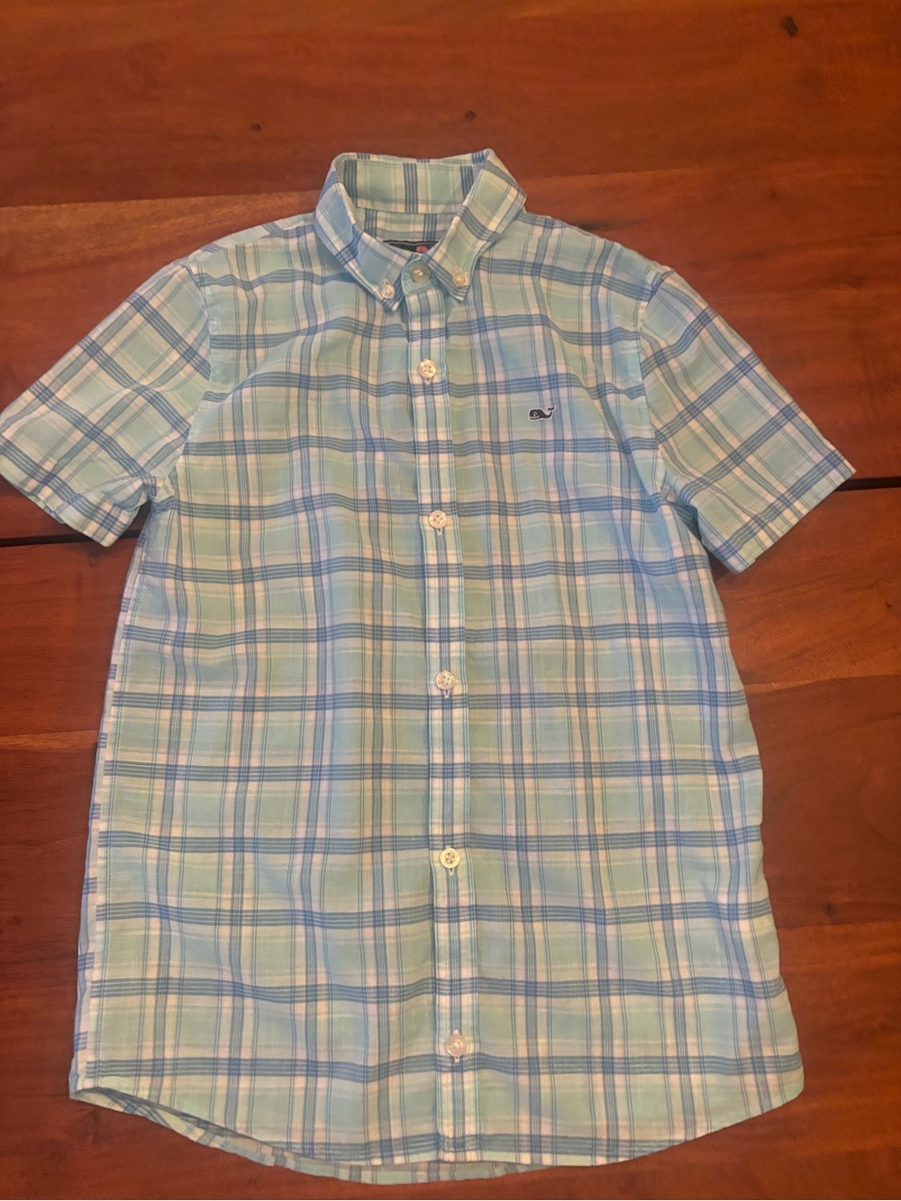 Vineyard Vines Light Blue and White Plaid Button-Up Shirt